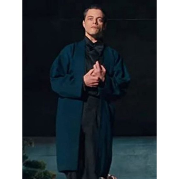 Rami Malek No Time To Die Wool Blue Coat Rami Malek No Time To Die Wool Blue Coat