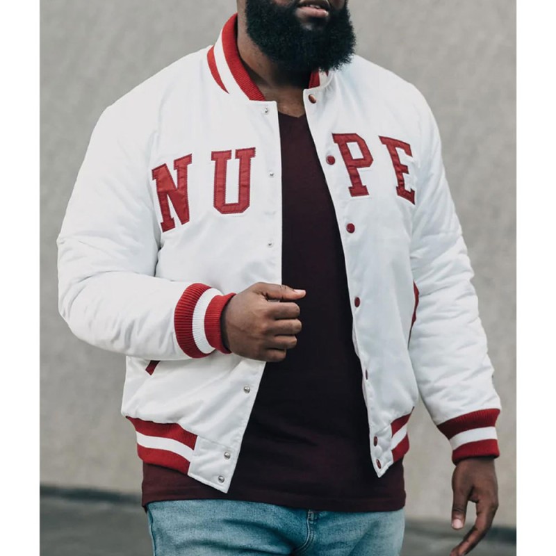 Nupe White Varsity Jacket Nupe White Varsity Jacket