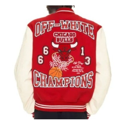 Off White Chicago Bulls Red Varsity Jacket Off White Chicago Bulls Red Varsity Jacket