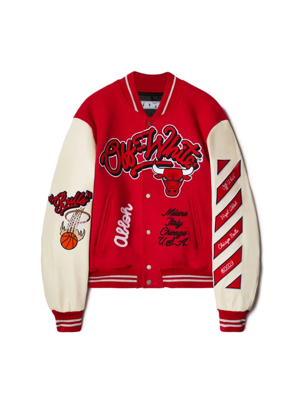 Off-White and The Chicago Bulls Varsity Jacket Featuring 2022