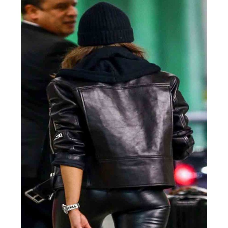 Miami Airport Olivia Culpo Motorcycle Leather Jacket Miami Airport Olivia Culpo Motorcycle Leather Jacket