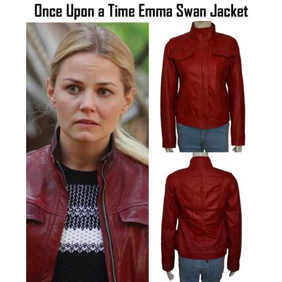 Emma Swan Once Upon a Time Season 6 Red Leather Jacket