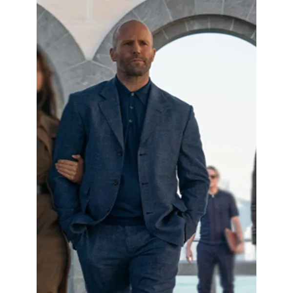 Operation Fortune Ruse de guerre Jason Statham Cotton Blue Coat Operation Fortune Ruse de guerre Jason Statham Cotton Blue Coat