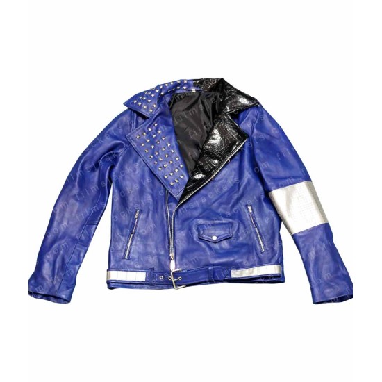 Biker Style WWE Brian Kendrick Blue Leather Jacket