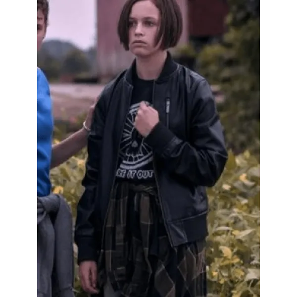 Paper Girls 2022 Mac Coyle Bomber Leather Jacket Paper Girls 2022 Mac Coyle Bomber Leather Jacket