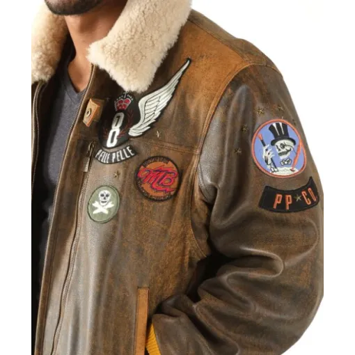 Pelle Pelle Aviator Fur Collar Brown Jacket Pelle Pelle Aviator Fur Collar Brown Jacket