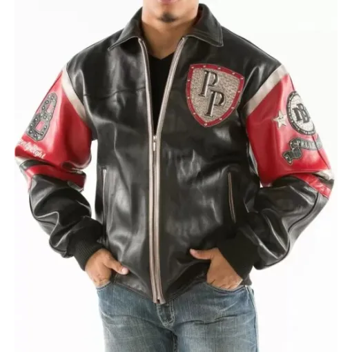 Pelle Pelle Black Red Encrusted Studded Jacket Pelle Pelle Black Red Encrusted Studded Jacket