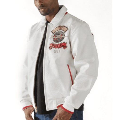 Pelle Pelle Men's White World Tour Jacket Pelle Pelle Men's White World Tour Jacket