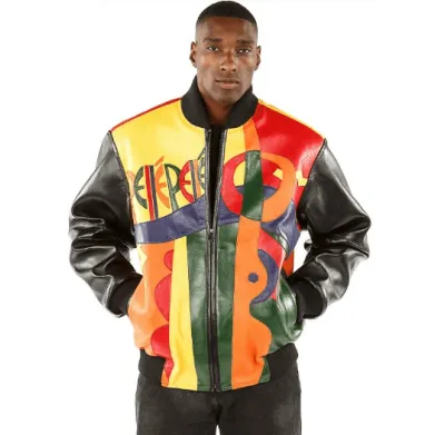 Pelle Pelle Orange Plush Picasso Multi Jacket Pelle Pelle Orange Plush Picasso Multi Jacket