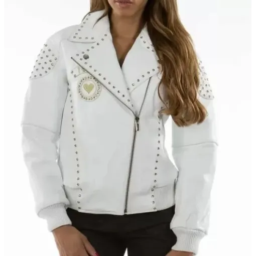 Pelle Pelle Rebel Soul White Studded Jacket Pelle Pelle Rebel Soul White Studded Jacket