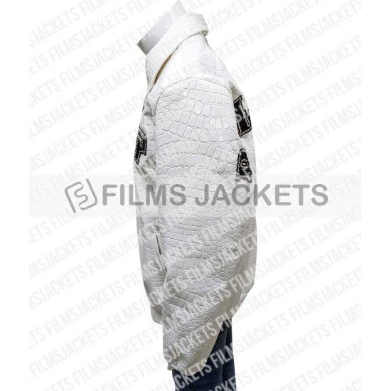 Pelle Pelle White Decorated Crocodile Jacket