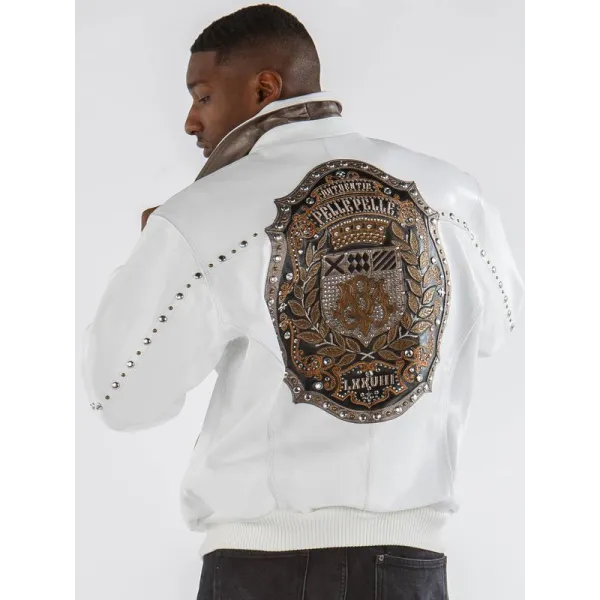 Pelle Pelle White Patched Leather Jacket Pelle Pelle White Patched Leather Jacket