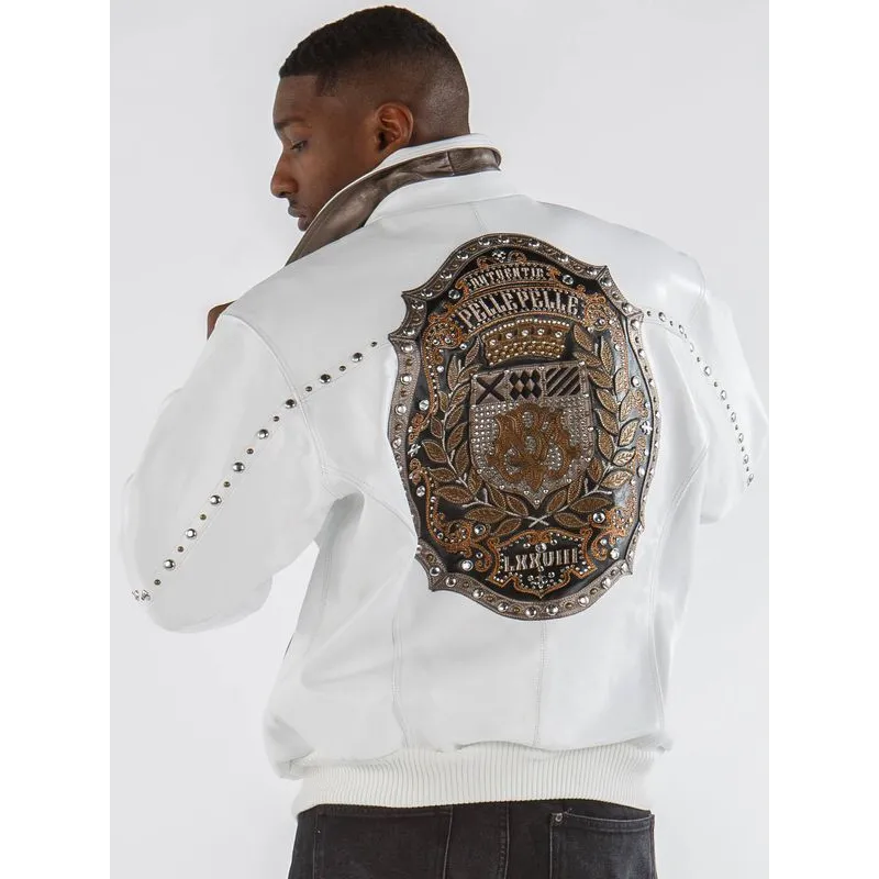 Pelle Pelle White Patched Leather Jacket Pelle Pelle White Patched Leather Jacket