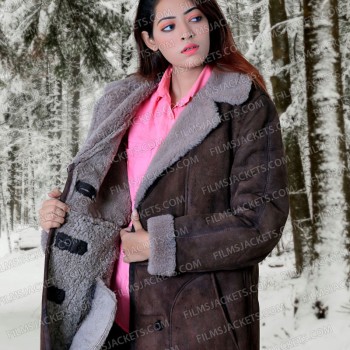 Perry Mattfeld In The Dark Double Breasted Coat