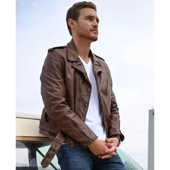 Biker Peter Weber Leather Jacket | The Bachelor Brown Jacket - Films ...