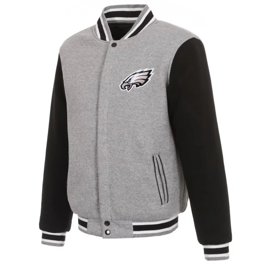 Philadelphia Eagles Gray and Black Varsity Jacket