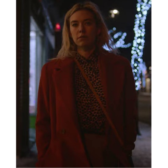 Women's Casual Wear Red Waxed Wool Coat