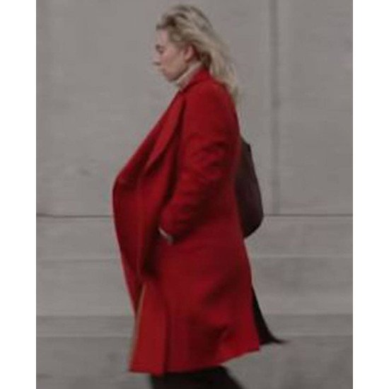 Women's Casual Wear Red Waxed Wool Coat