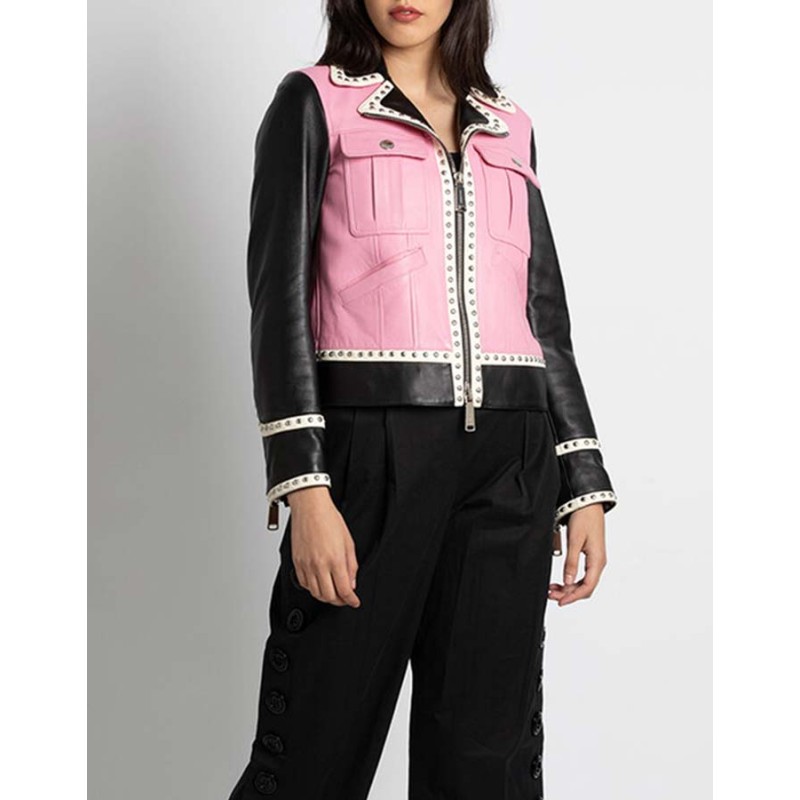Pink Studded Leather Jacket Pink Studded Leather Jacket