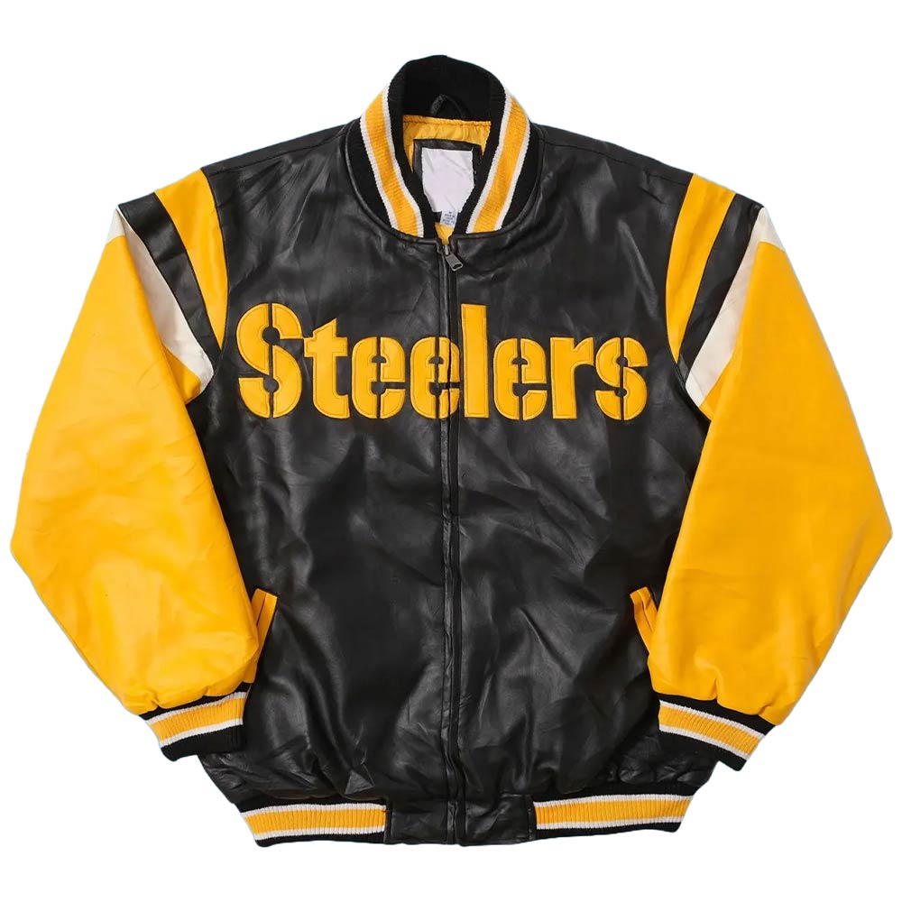 steelers leather bomber jacket