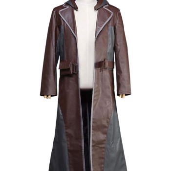 PUBG Trench Leather Coat with Hoodie
