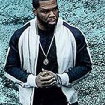 Power 50 Cent Black and White Bomber Leather Jacket