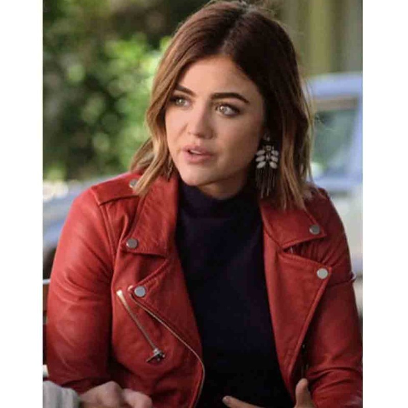 Lucy Hale Pretty Little Liars Red Leather Jacket
