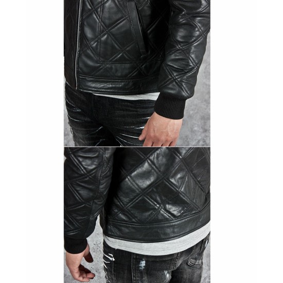 David Beckham Quilted Black Leather Jacket