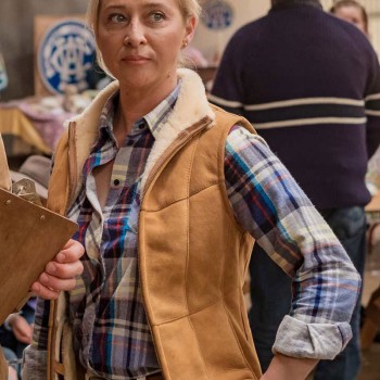 Asher Keddie Rams Shearling Leather Vest
