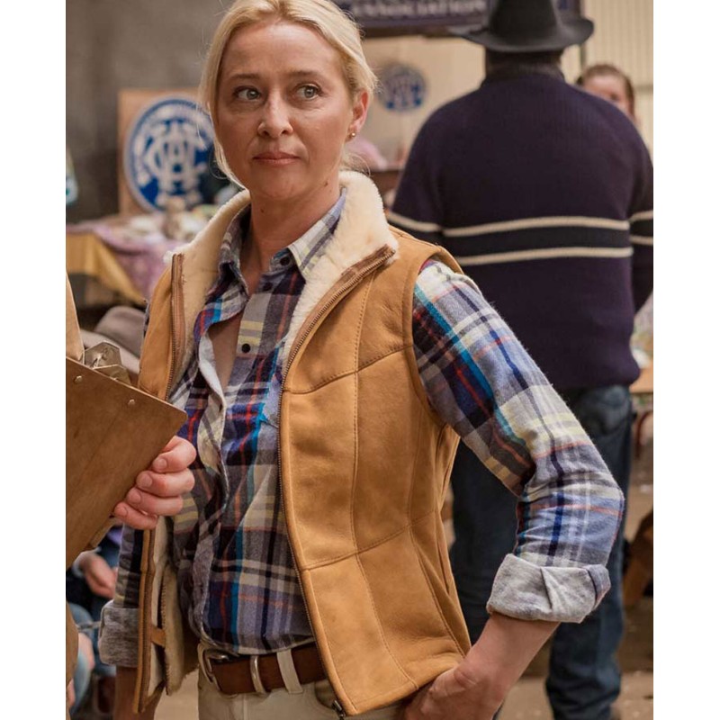 Asher Keddie Rams Shearling Leather Vest Asher Keddie Rams Shearling Leather Vest