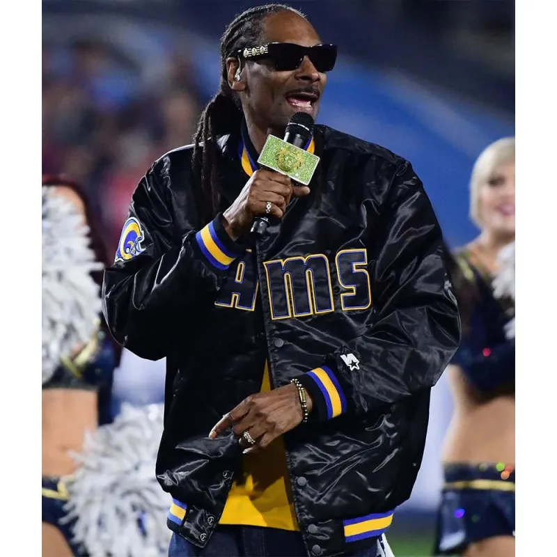 Rams Snoop Dogg Los Angeles Bomber Black Jacket Rams Snoop Dogg Los Angeles Bomber Black Jacket