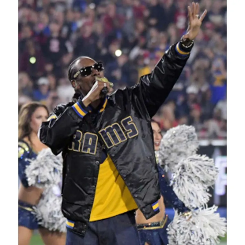Rams Snoop Dogg Los Angeles Bomber Black Jacket Rams Snoop Dogg Los Angeles Bomber Black Jacket