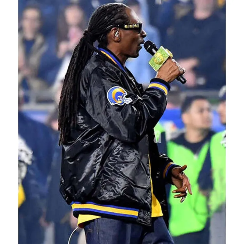 Rams Snoop Dogg Los Angeles Bomber Black Jacket Rams Snoop Dogg Los Angeles Bomber Black Jacket