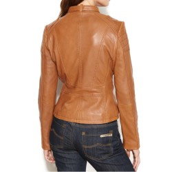 Women's Motorcycle Buckle Collar Quilted Leather Jacket