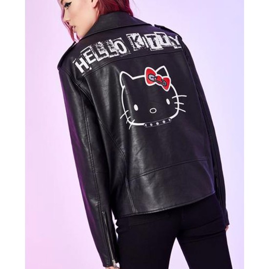Hello Kitty Dolls Kill Rebel Girl Biker Leather Jacket