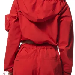 Red Cropped Windbreaker Jacket