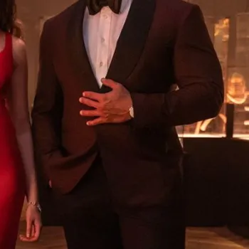 Red Notice Dwayne Johnson Maroon Blazer