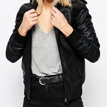 Women's Renton Black Leather Hoodie