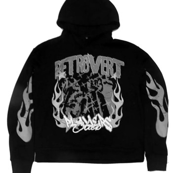 Retrovert Flame Black Hoodie