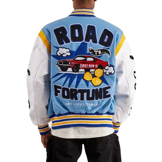 Road Fortune University Blue Varsity Jacket