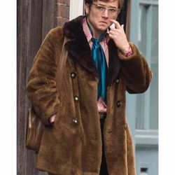 Taron Egerton Rocketman Brown Fur Coat