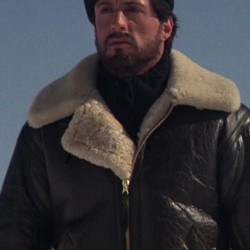 Sylvester Stallone Rocky Balboa Shearling Bomber Leather Jacket
