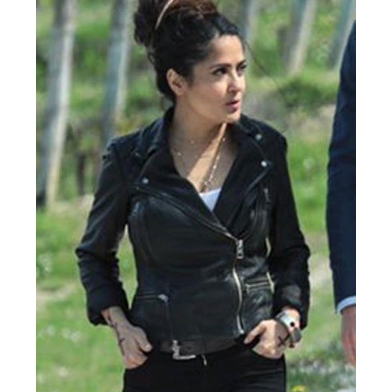 Hitman's Wife's Bodyguard Salma Hayek Biker Leather Jacket Hitman's Wife's Bodyguard Salma Hayek Biker Leather Jacket