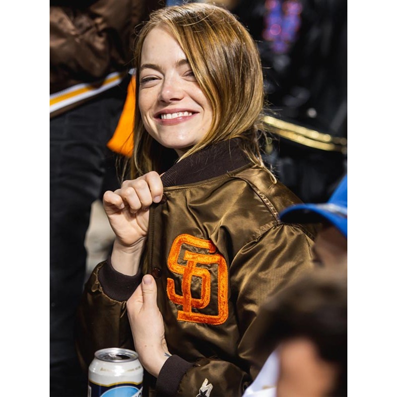 San Diego Padres Emma Stone Brown Jacket San Diego Padres Emma Stone Brown Jacket