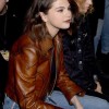 Street Wear Selena Gomez Brown Leather Jacket