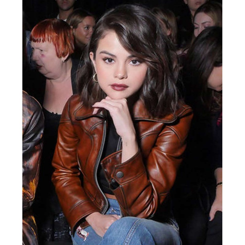 Street Wear Selena Gomez Brown Leather Jacket Street Wear Selena Gomez Brown Leather Jacket