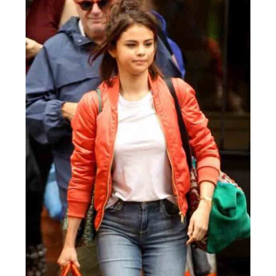 Selena Gomez Bomber Red Jacket