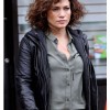 Shades of Blue Jennifer Lopez Leather Jacket with Hoodie