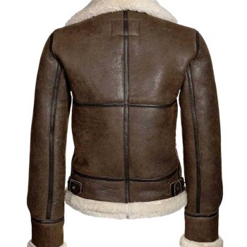 Women's Aviator Distressed Brown Leather Jacket