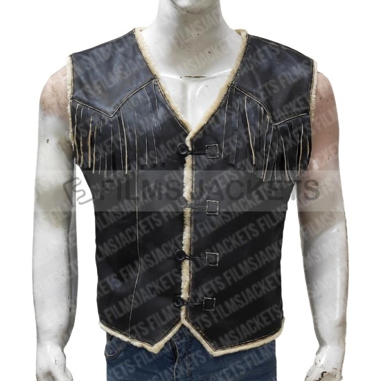 Arthur Morgan Shearling Fringe Leather Vest